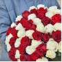 Букет из 75 роз красных и белых